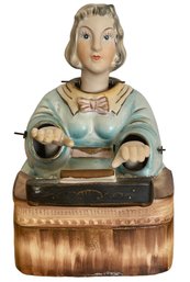 Antique Triple Action Bisque Porcelain Nodder 'Woman At Piano' (ZL)