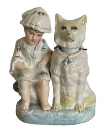 Antique Porcelain Nodder 'Girl With Dog' (ZO)