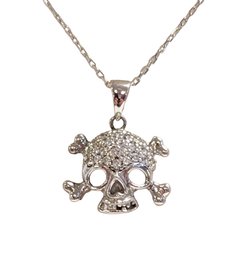 Sterling Silver Skull Necklace With Chain .925