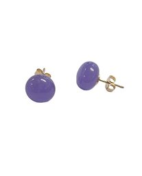 Purple Jade Post Earrings 14k Yellow Gold