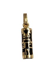 18k Yellow Gold Egyptian Style Cylinder Necklace With Black Onyx
