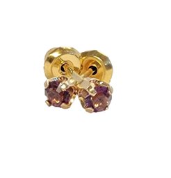 Gorgeous 14K Yellow Gold Amethyst Stud Earrings Amazing Shade Of Purple