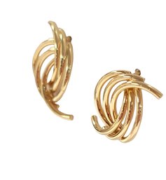 14K Yellow Gold Free Form Stud Style Earrings