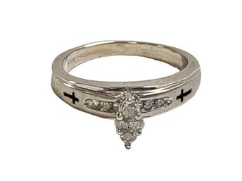 Engagement Ring With Diamonds Set In Sterling Silver