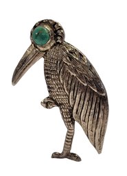 Sterling Silver Bird Pin With Turquoise Eye
