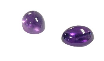 2 Cabochon Amethyst Stones (Great For Earrings Or Making Necklaces)