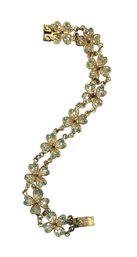 .800 Coin Silver 4 Leaf Clover Bracelet With Enamel Plated Yellow Gold