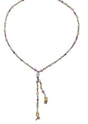 Multi Color Faceted Bead Necklace With Sterling Silver Clasp