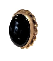 14K Yellow Gold Tie Tac/pin With Oval Black Onyx
