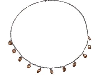 Sterling Silver Gemstone Necklace (Peach Colored Stones)