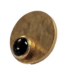14K Yellow Gold Tie Tac/Pin Disc Style With Black Onyx Set Off Center