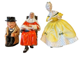 Collection  Of Royal Doulton Figurines, The Last Waltz, The Judge And Winston Churchill