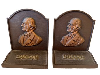 Vintage Pair Of Emerson Bronze Bookends