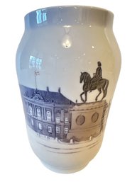 Vintage Royal Copenhagen Scenic Art Pottery Porcelain Vase Marked 4566