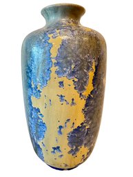 Vintage Antique Large Art Pottery Vase With Beautiful Crystalline Glaze Decoration Unsigned