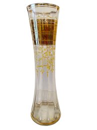 Vintage Antique Art Glass Vase With Enamel Painted Decoration