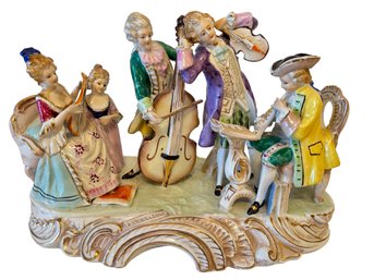 Large Vintage Porcelain Figurine Grouping Of People Playing Instruments