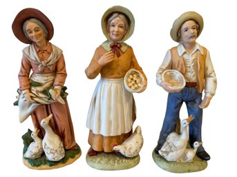 Set Of Three Vintage Bisque Porcelain Figurines
