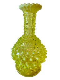 Vintage Vaseline Opalescent Hobnail Bottle Vase