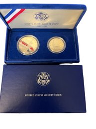 U.S. Liberty Coins 1986-s 2 Coin Statue Of Liberty Proof Commemorative With Box And COA