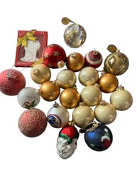 Vintage Glass Ornaments Including Belleek And Home For The Holidays