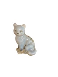 Vintage Fenton Hand-painted Opalescent Glass Cat