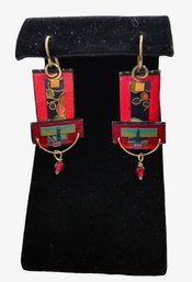 Retro Style Abstract Red Earrings