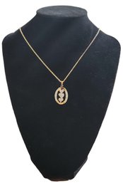 Three Hearts Pendant With Engravings On Gold Tone Chain