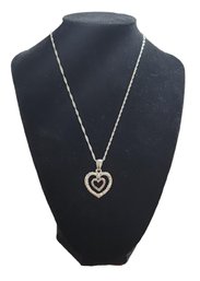 Sterling Silver Double Heart Pendant On Chain