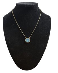 Blue Square Pendant On Sterling Silver Chain