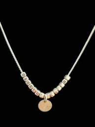 Gold Tone Circle Pendant With Square Stones On Chain