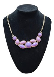 Purple Gems And Gold Tone Necklace