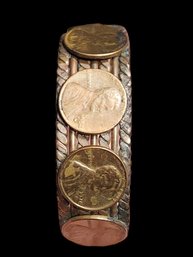 Copper Color Cuff Bracelet With Coins