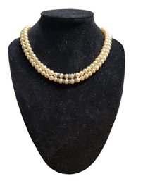 Vintage Double Stranded Pearl Style Beads Choker Necklace