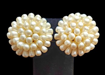 Vintage Faux Pearl Clip On Earrings