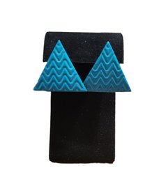 Retro Blue Triangle Earrings