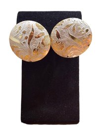 Vintage Round Earrings With Gold Tone Features