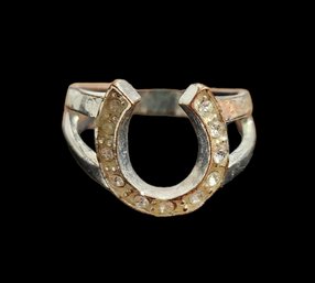 Silver Tone Horseshoe Shaped Ring