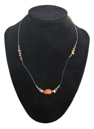 Brown Beaded Chain Necklace