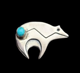 Native American Mac Navajo Sterling Silver Bear Brooch