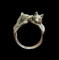 Adorable Wolf's Native American Sterling Silver Ring