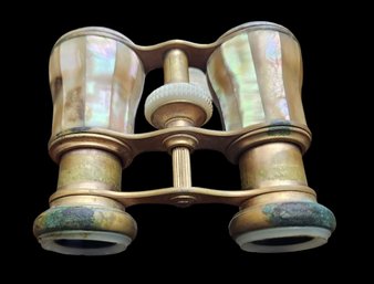 Vintage Binoculars Mother Of Pearl Made In Hamburg Germany With Natural Patina