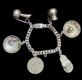 Mexico Sterling Silver Charm Bracelet