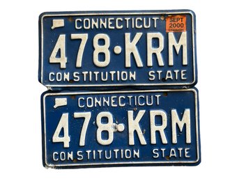 Set Of Two Vintage Connecticut License Plates