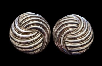 Vintage Sterling Silver Earrings From Taxco Mexico, Stamped 925