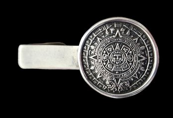 Vintage Sterling Silver Aztec Tie Clip From Mexico,  Stamped 925