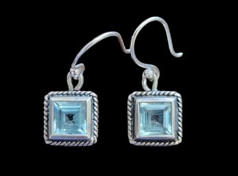 Gorgeous Vintage Sterling Silver Light Blue Stone Earrings