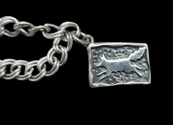 8' Sterling Silver Fox Bracelet From Italy