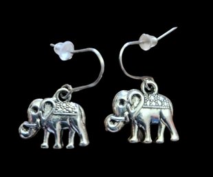 Sterling Silver Elephant Marcasite Earrings