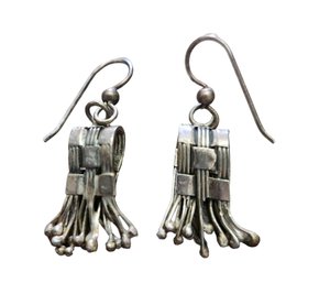 Vintage Sterling Silver Earrings With Natural Patina